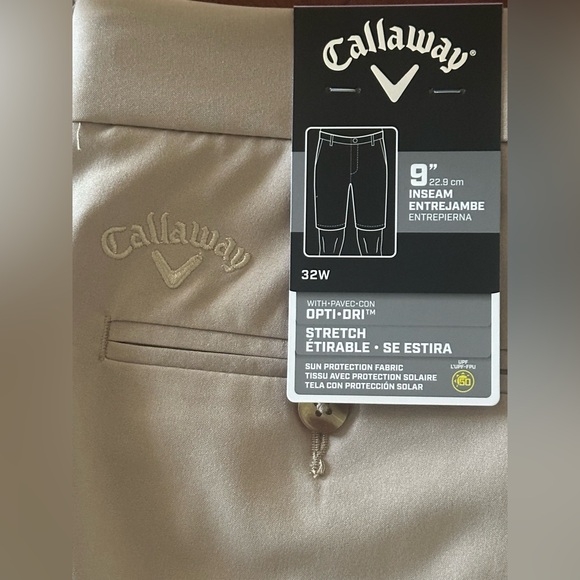 Callaway Men’s Opti-Dri Flat Front Stretch Golf Short 32 waist 9in length NWT - Picture 6 of 11